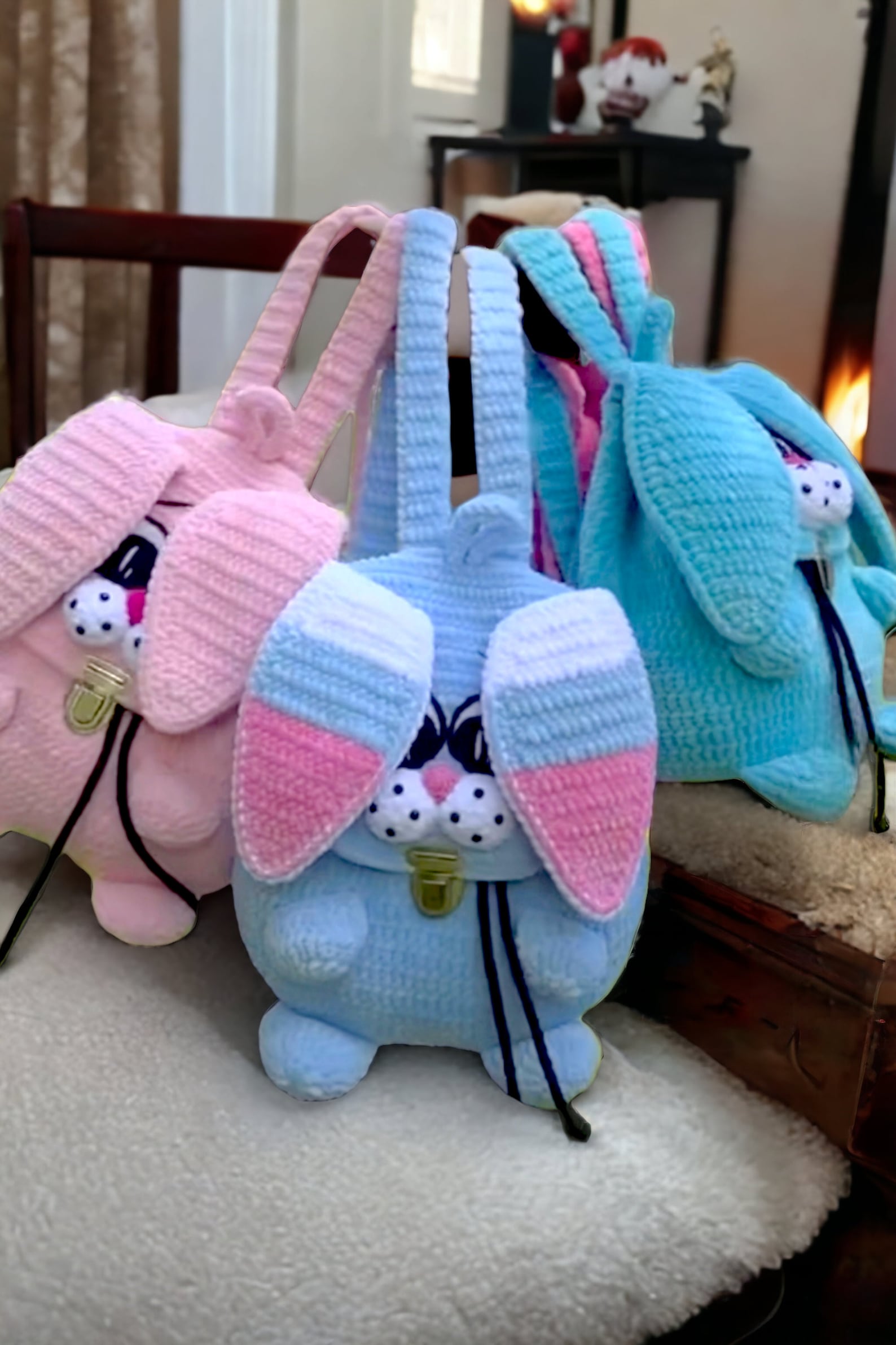 Crochet Bunny Backpack: Handmade Amigurumi Plush Bag, Kids Gift - Etsy