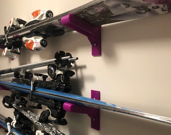 Ski Wall Mount - Ski Rack -  Ski Mount Brackets - Ski wall rack mount - Ski rack - Space Saver - Fits most ski Length or Width