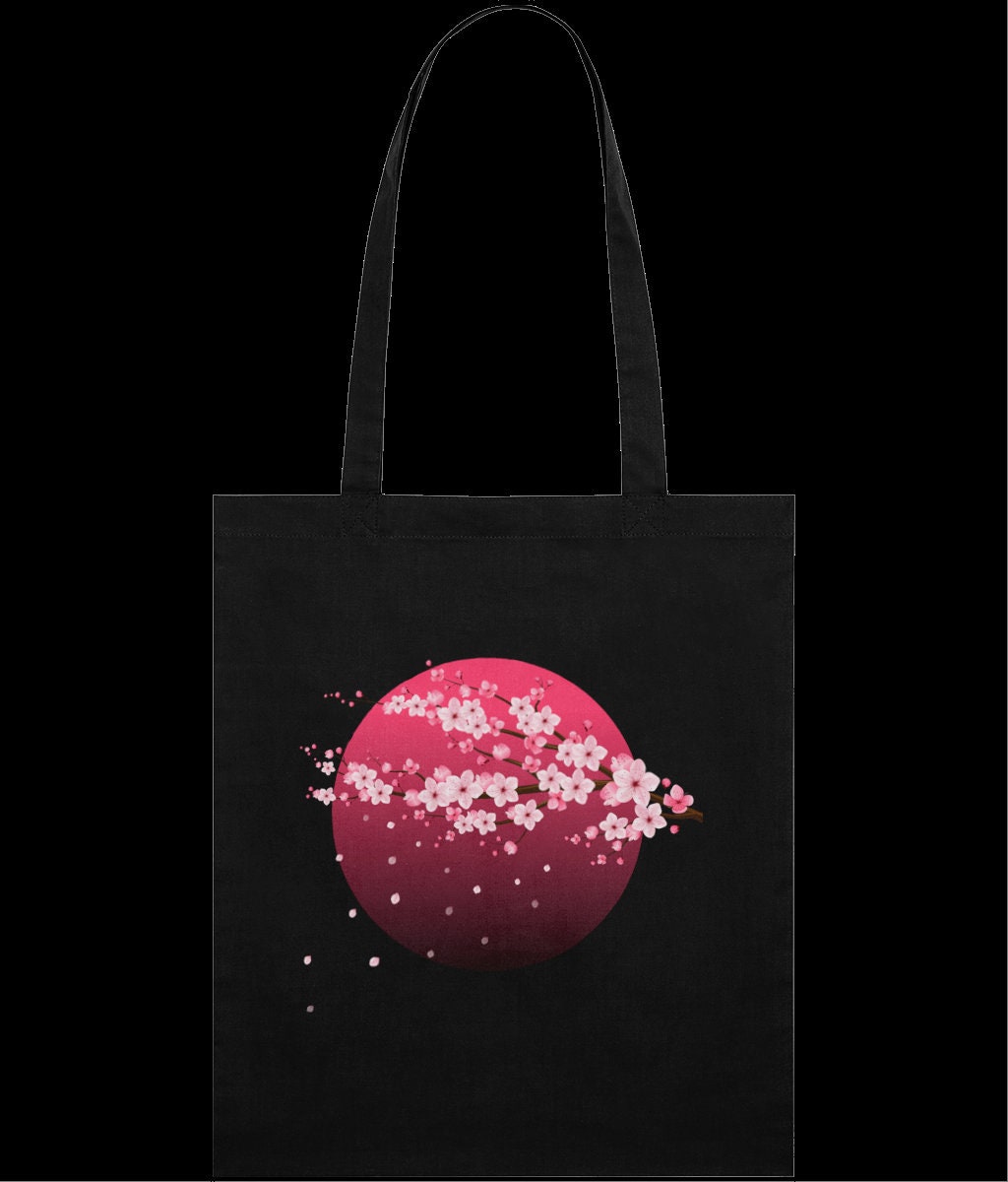 Sakura Cherry Blossom Tote Bag, Japanese Pink Sun Tote, Eco