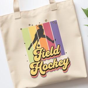 Field Hockey Tote Bag, Colorful Female Athlete Bag, Field Hockey Gift, Field Hockey Mom, Gift for Athlete