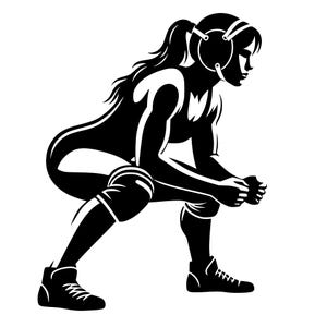 Female Wrestler Graphic, Women&#39;s Wrestling SVG, Wrestling Silhouette, Girls&#39; Wrestling JPG, Wrestling Clip Art, Digital Download