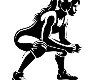 Female Wrestler Silhouette Graphic: Women's Wrestling SVG, PNG, JPG (Digital Download)
