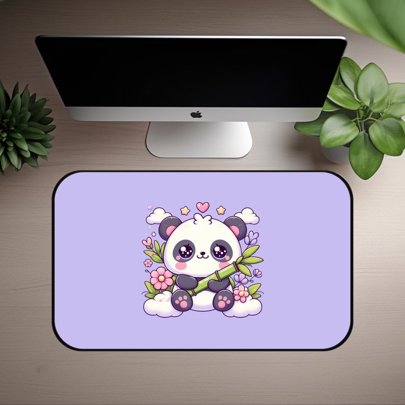 Kawaii Gaming Mouse Pad, Cute Panda Deskpad, Chibivlaptop Mat, Cute