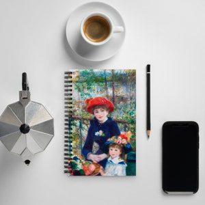 Pierre Auguste Renoir Artwork, Two Sisters (On the Terrace) spiral notebook, Artistic Journal