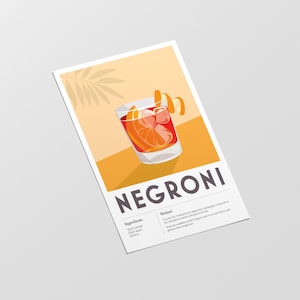 NEGRONI Cocktail Print, Home Bar, Kitchen, Cocktail Recipe, Home Decor Bar Wall Art, Poster Print Cool edgy graphic minimalist retro vintage image 6