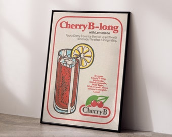 Vintage Cherry B Wine Mat Poster: Retro Cocktail Recipe Ad