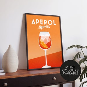 Aperol Spritz - Italian Cocktail - Print Home Bar Kitchen, Prosecco Retro Decor Bar Wall Art, Poster Print Graphic minimalist retro vintage