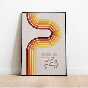 Retro 70er Print: &#39;Back on 74&#39; Song Art aus dem &#39;Volcano&#39; Album von Jungle - Vintage Vibes, musikinspirierte Wandkunst, Wohndekor