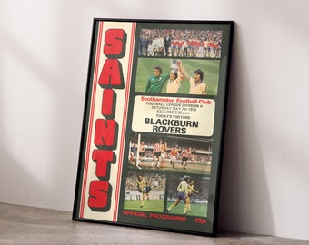 Póster vintage del programa de fútbol del Southampton FC vs. Blackburn Rovers
