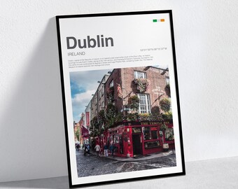 DUBLIN Ireland Travel Print Poster Design City Gift Travel Photography Home Decor Bar Wall Art Print Cool graphic minimalist retro vintage