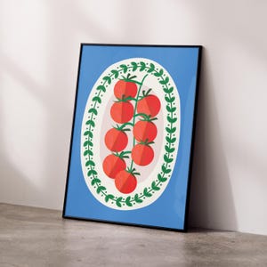 Italian Tomato Kitchen Print Mediterranean Wall Art Rustic Food Illustration Vine Tomato Artwork Amalfi Coast Decor Colourful Kitchen Print