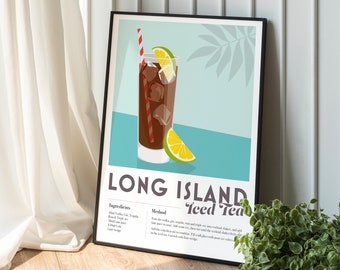 Long Island Iced Tea Recipe Print: Home Bar Wall Art