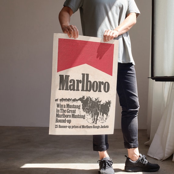 Vintage Marlboro Cigarettes Beer Mat Poster - Retro Tobacco