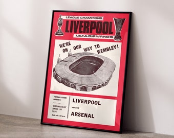 Póster vintage del Liverpool FC 1974: Arte futbolístico retro