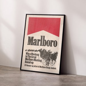 Vintage Marlboro Zigaretten Bierdeckel Poster - Retro Tabak Werbung - Sammler Wand Kunst, nostalgische Dekoration DIGITAL DOWNLOAD