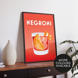 Negroni - Classic Italian Cocktail Print, Home Bar, Kitchen, Home Decor Bar Wall Art, Poster graphic minimalist retro vintage