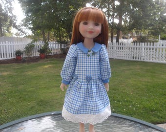 Ruby Red Fashion Friends Dress, Retro Schoolgirl dress, 14" doll clothes