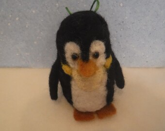 Needle Felt Penguin Ornament, Felted Emperor Penguin, Emperor Penguin Decoration