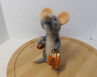 Ratón de Halloween de fieltro con aguja, ratón coleccionable