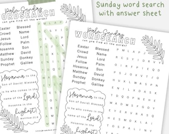 Palm Sunday Wordsearch: Christian Easter Activity (Digital Download)