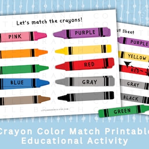 Printable Crayon Color Sort Activity Learn the Colors - Etsy