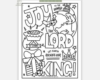Printable Christian Christmas Colouring Page, Joy to the world the Lord is come! Letter Size & A4