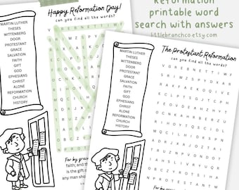 Protestant Reformation Word Search: Martin Luther Lesson (Digital Download)