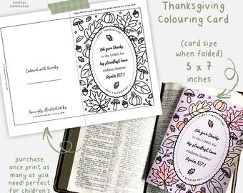 Printable Thanksgiving Coloring Card, Psalm 107, Kids Activity (PDF)