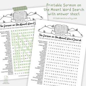 Sermon on the Mount Word Search: Beatitudes Sunday School (PDF)