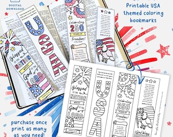 Printable Christian Independence Day Bible Verse Coloring Bookmarks, 4th of July Christian coloring Activity for kids KJV & ESV Bible Verses