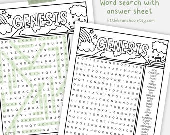 Printable Genesis Word Search for kids with answer sheet, Overview of Genesis Bible Lesson Activity