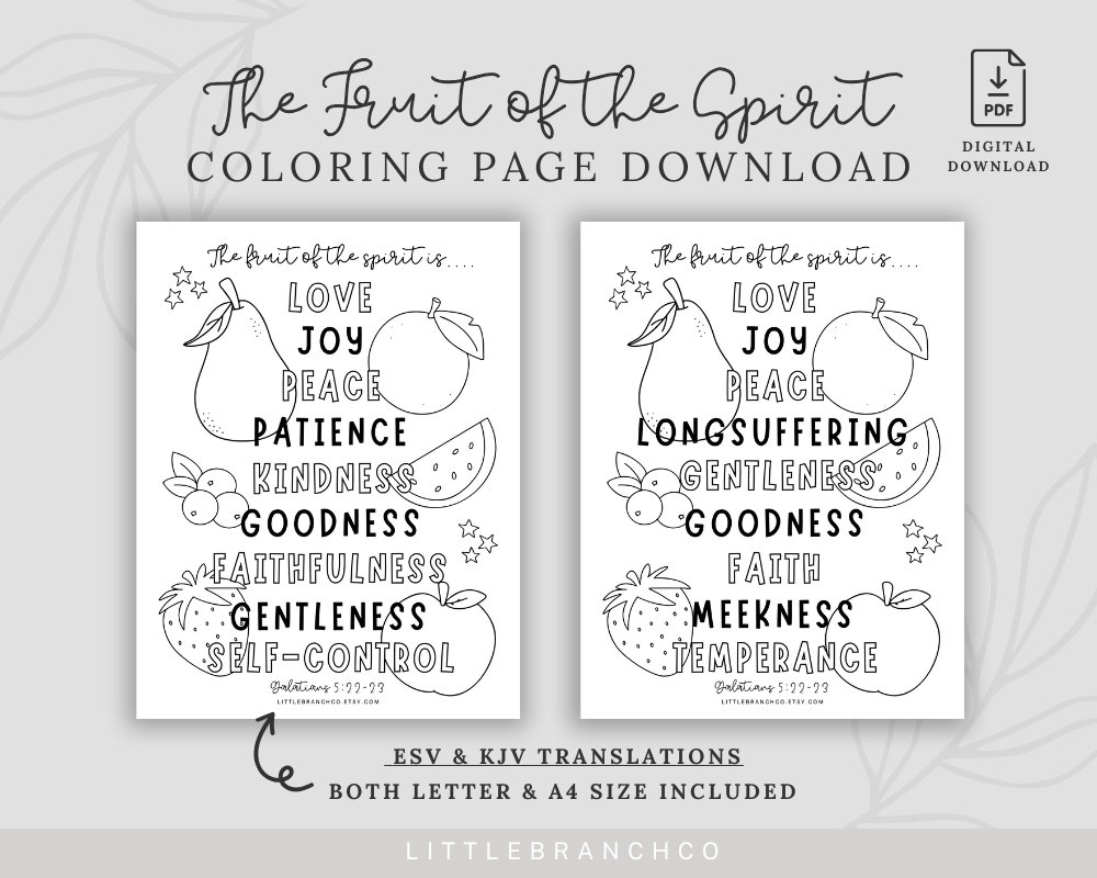 Printable Fruit of the Spirit Coloring Page, ESV Fruit of the Spirit ...