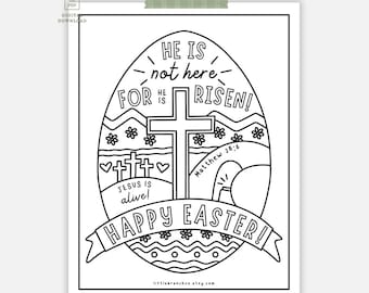 Printable Christian Religious Easter Sunday Colouring Page, He is Risen Easter Activity, Children's Church Easter Activity, Sunday School