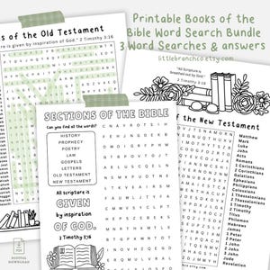 Books of the Bible Word Search Printable Bundle: Sunday School Activity (PDF)