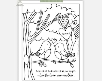 Printable 1 John 4:11 Colouring Page ESV & KJV, Love one another Sunday School Lesson