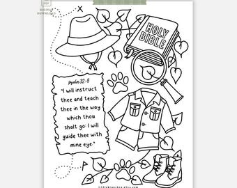 Printable Psalm 32:8 Colouring Page VBS, I will instruct you and teach you in the way that you should go Trusting God Bible Lesson ESV & KJV