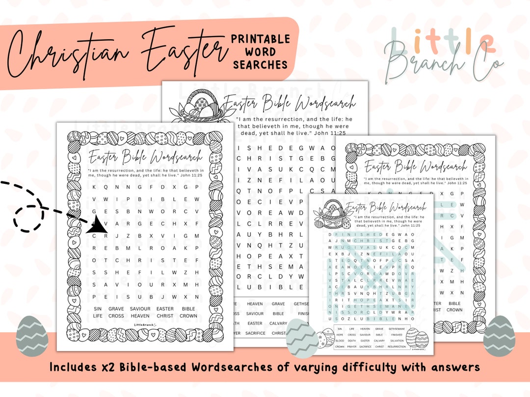 Printable Christian Easter Word Searches Easter Bible Etsy
