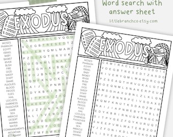 Printable Exodus Word Search for kids with answer sheet, Overview of Exodus Bible Lesson Activity