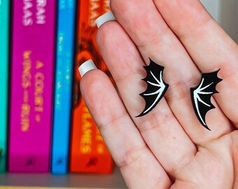 Bat Wing Stud Earrings | Romantasy & Fantasy Jewelry | Handmade Acrylic Studs | Bookish Accessory