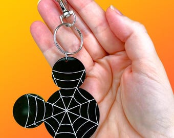 Spider Web Mouse Head Keychain | Not So Scary Halloween Collection | Acrylic Bag Charm
