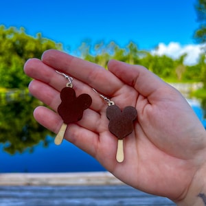 Mouse Head Ice Cream Bar Dangle Earrings | Summer Snacks Collection | Handmade Wood