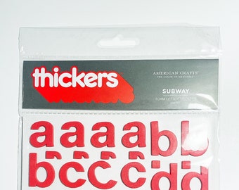 Rote U-Bahn Helvetica Schrift Chipboard Alphabet Aufkleber, Dicker, Scrapbooking Verzierung, Grußkarte, Zahlen Buchstabe