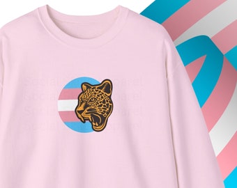 Transgender Pride Leopard Sweatshirt: LGBTQ Ally Shirt