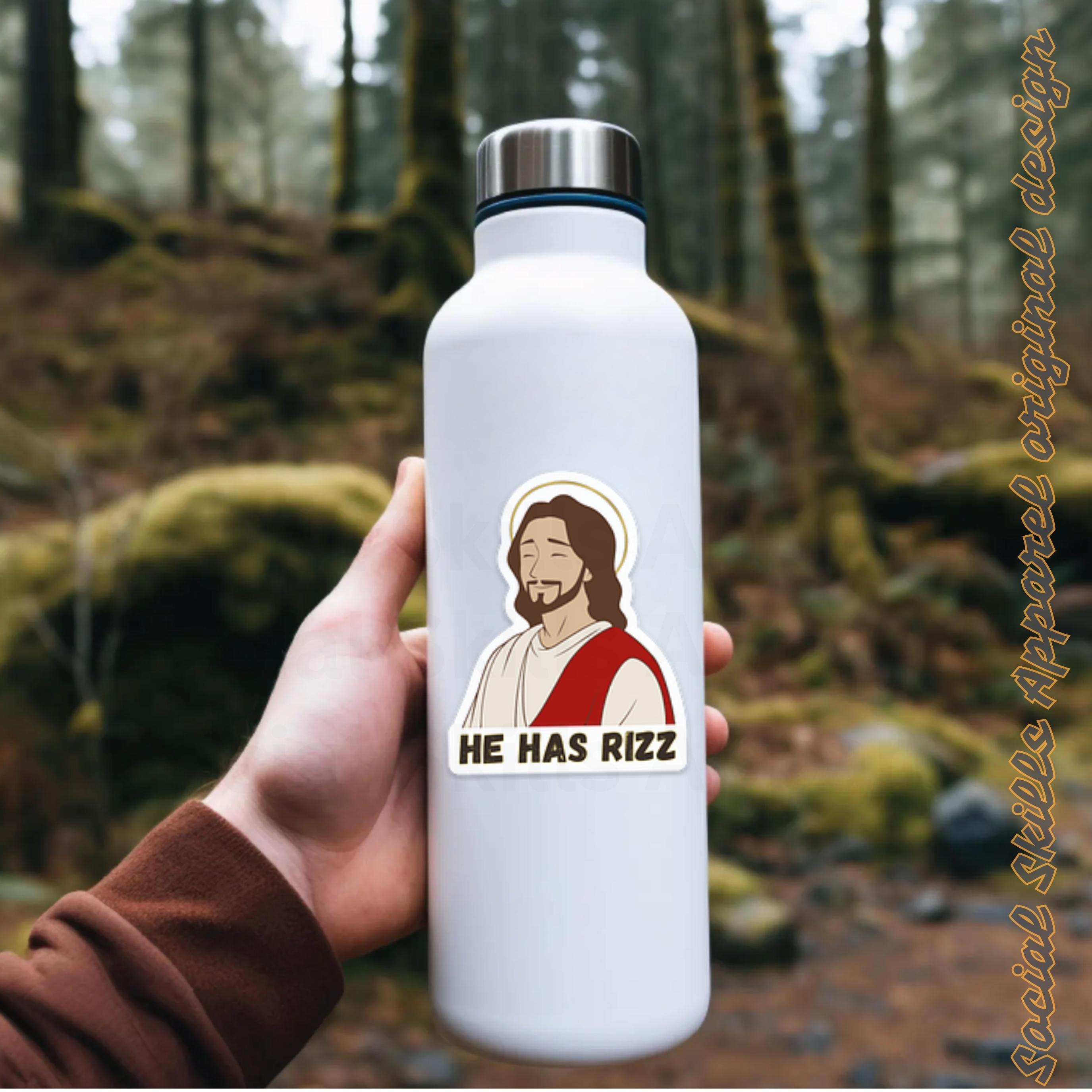 He Has Rizz Sticker | Funny Jesus Sticker | Christian Meme Vinyl Decal ...
