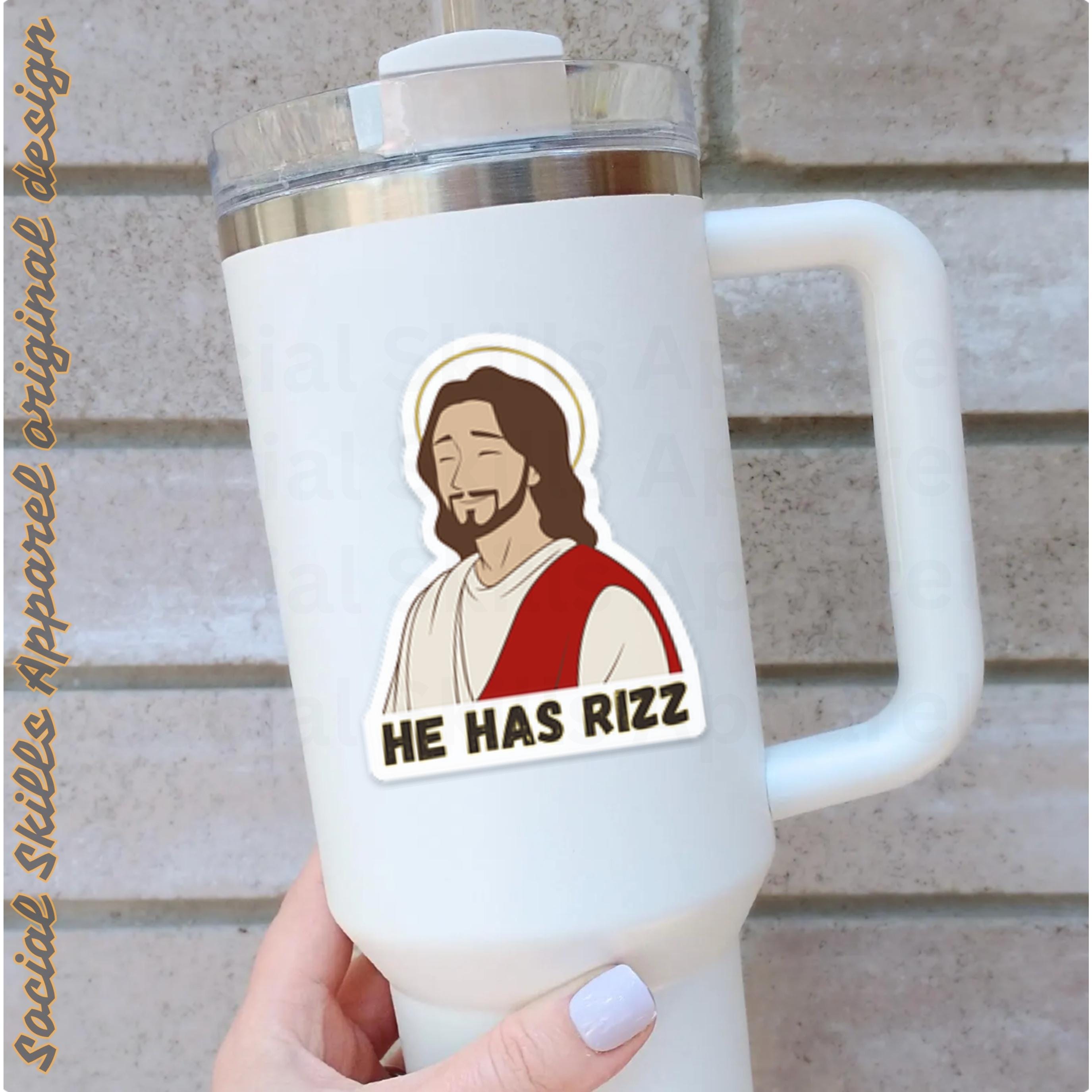 Religious Rizz He Has Rizz Sticker | Funny Jesus Sticker | Christian Meme Vinyl Decal ...