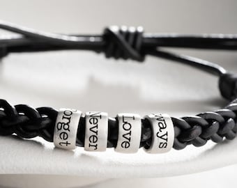 Personalized Bracelet For Men, Couples Bracelet, Custom Handmade Jewelry, Christmas Fathers Day Gifts For Him Dad Husband Boyfriend Grandpa