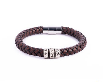 Herren Geschenke, Personalisierte Herren Armband in Benutzerdefinierte Größe, Handgefertigte Leder Schmuck, Weihnachten Vatertag Geburtstagsgeschenk Für Kinder Him Dad Son