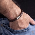 Personalized Mens Bracelet in Custom Size, Handmade Leather Jewelry with Silver Beads, Christmas Fathers Day Gifts For Him Kid Dad Boyfriend