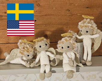 PDF crochet bendable pixies/elves/elf/fairy/gnomes/santa/christmas doll/angels/guardian PATTERN amigurumi doll ängel/nisse Virkmönster