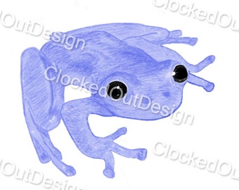 Unique Periwinkle Frog Digital Download, Clip art with JPEG, PNG, PDF